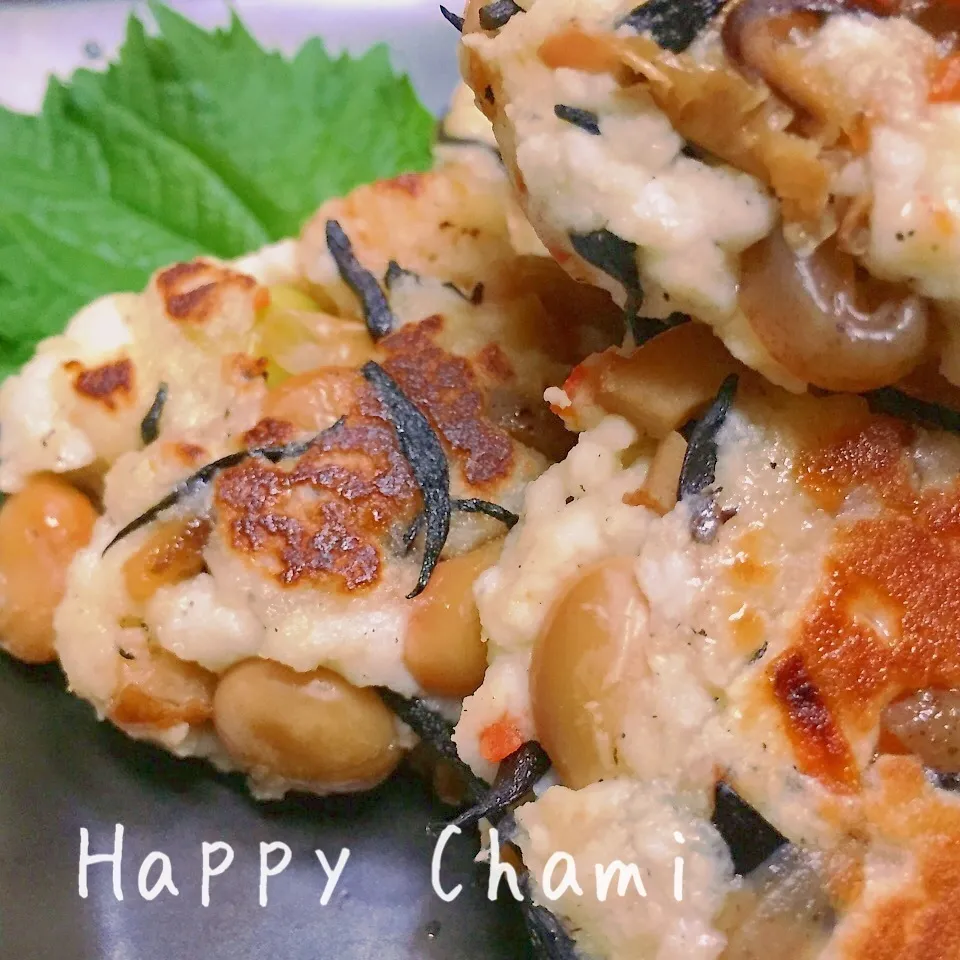 ひじきの煮物の残りでハンペンバーグ|chamiさん