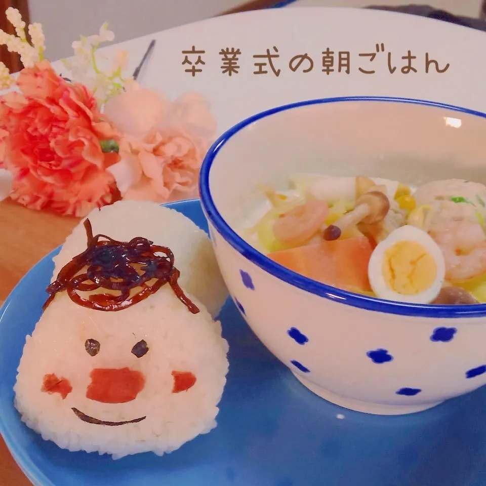 ◎野菜たっぷりちゃんぽん麺&ニコちゃん⁇おにぎり◎|ユッキーさん