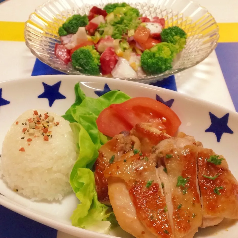 ◎照り焼きマスタードチキン&塩レモンでタコのマリネ◎|ユッキーさん