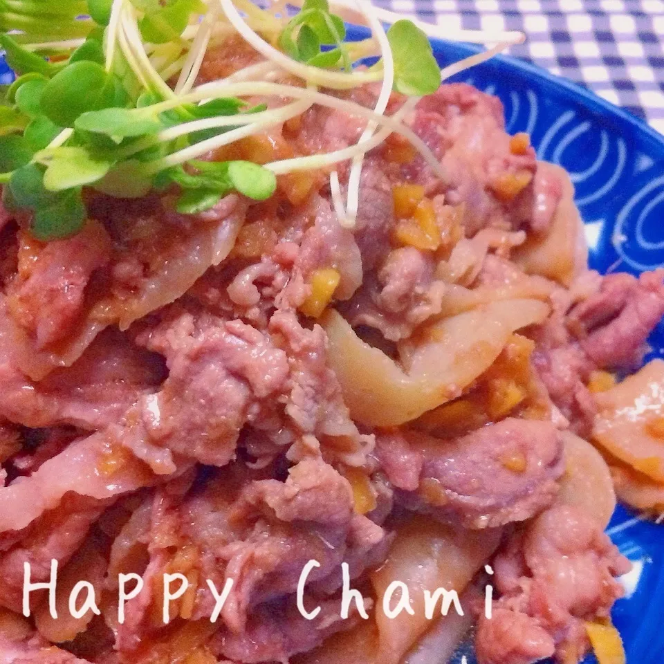 豚の生姜焼き、こんにゃく入り♬|chamiさん