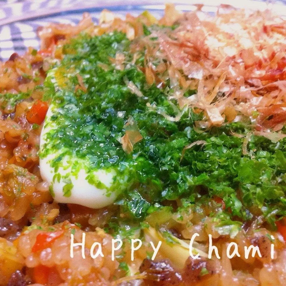 野菜たっぷりそば飯|chamiさん