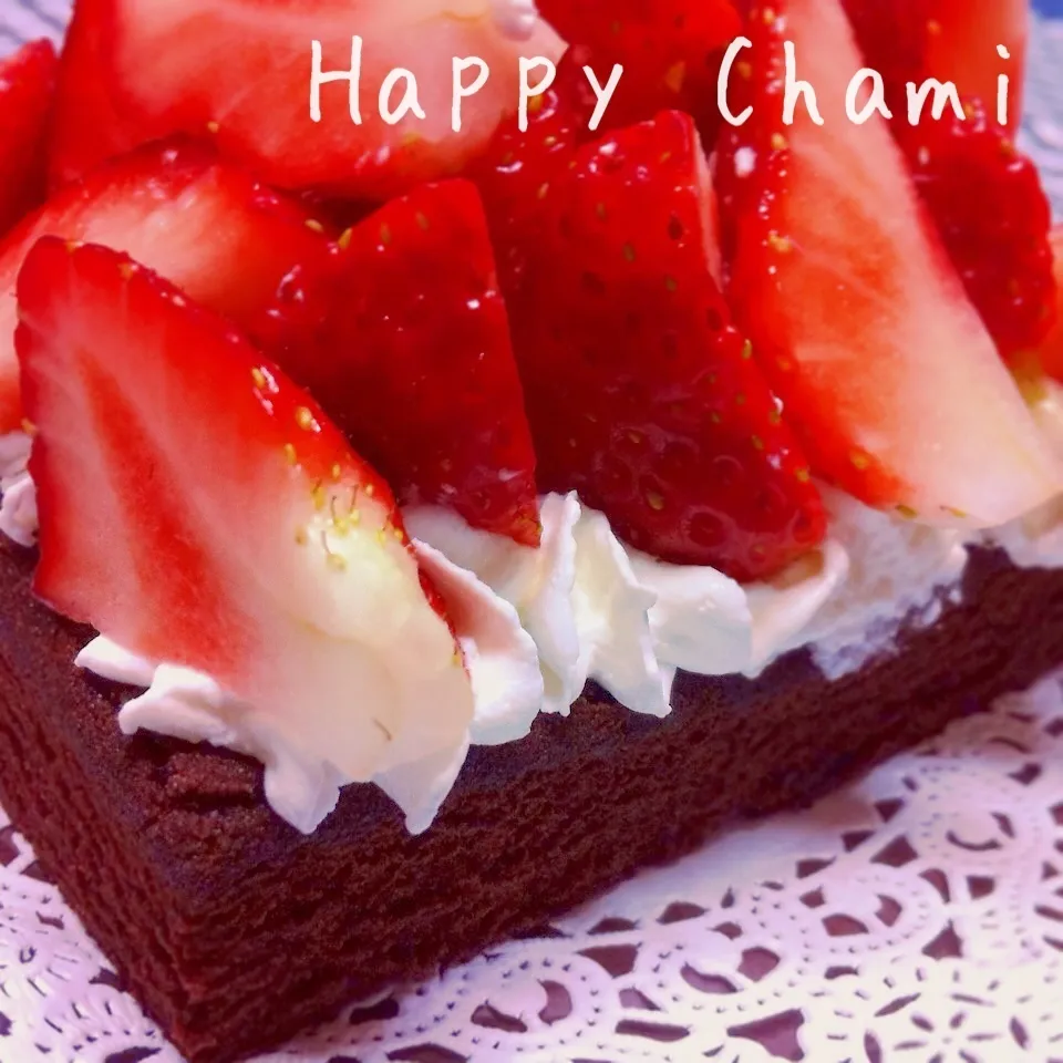 苺ののったチョコレートケーキ|chamiさん