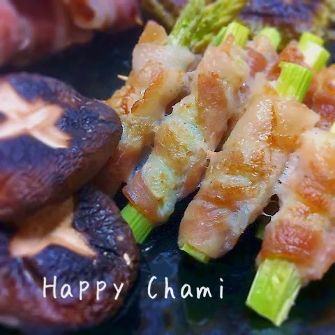 串焼き アスパラ肉巻き＆椎茸|chamiさん