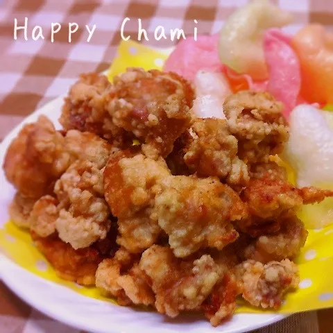 鶏の唐揚げと海老煎餅|chamiさん