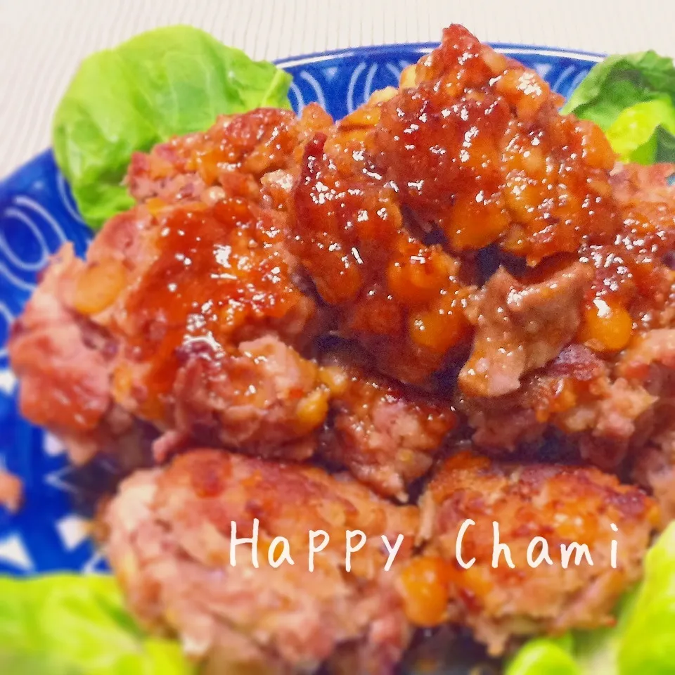 豚コマとミックスビーンズのプチ照り焼き|chamiさん