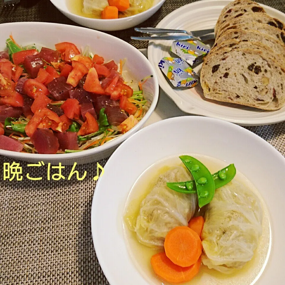 Snapdishの料理写真:今日の晩ごはん(ロールキャベツと…)|oomugiさん