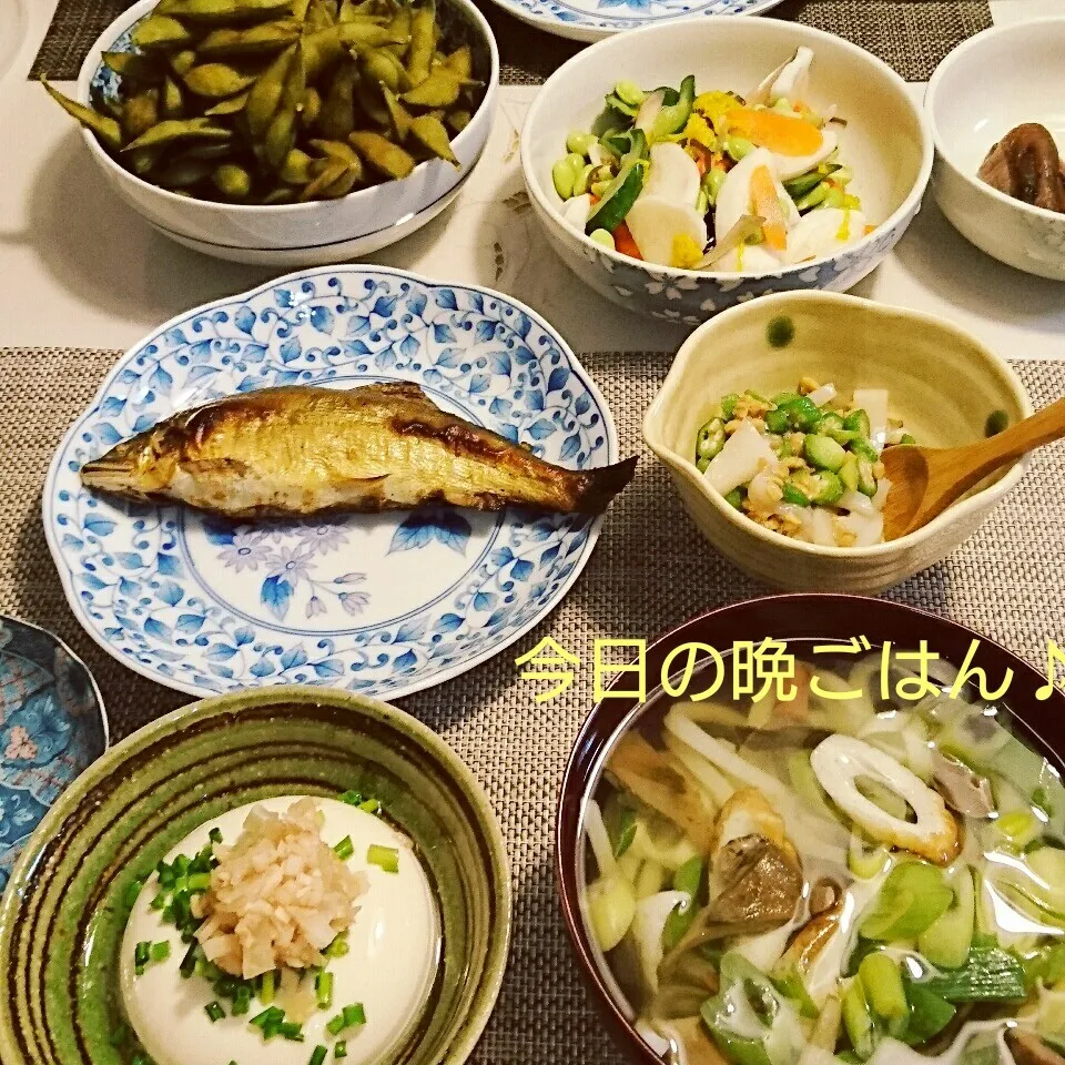 今日の晩ごはん(鮎の塩焼と…)|oomugiさん