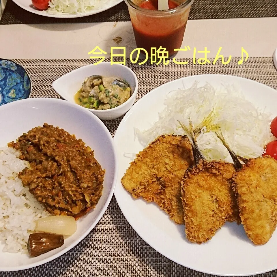 今日の晩ごはん(アジフライと…)|oomugiさん