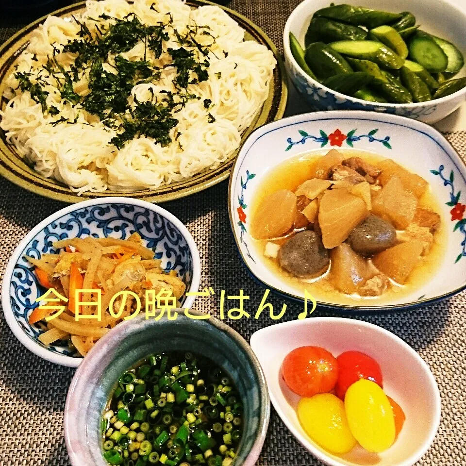 Snapdishの料理写真:今日の晩ごはん(そうめんと…)|oomugiさん