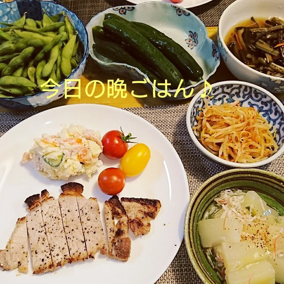 今日の晩ごはん(豚ロースの塩麹焼きと…)|oomugiさん