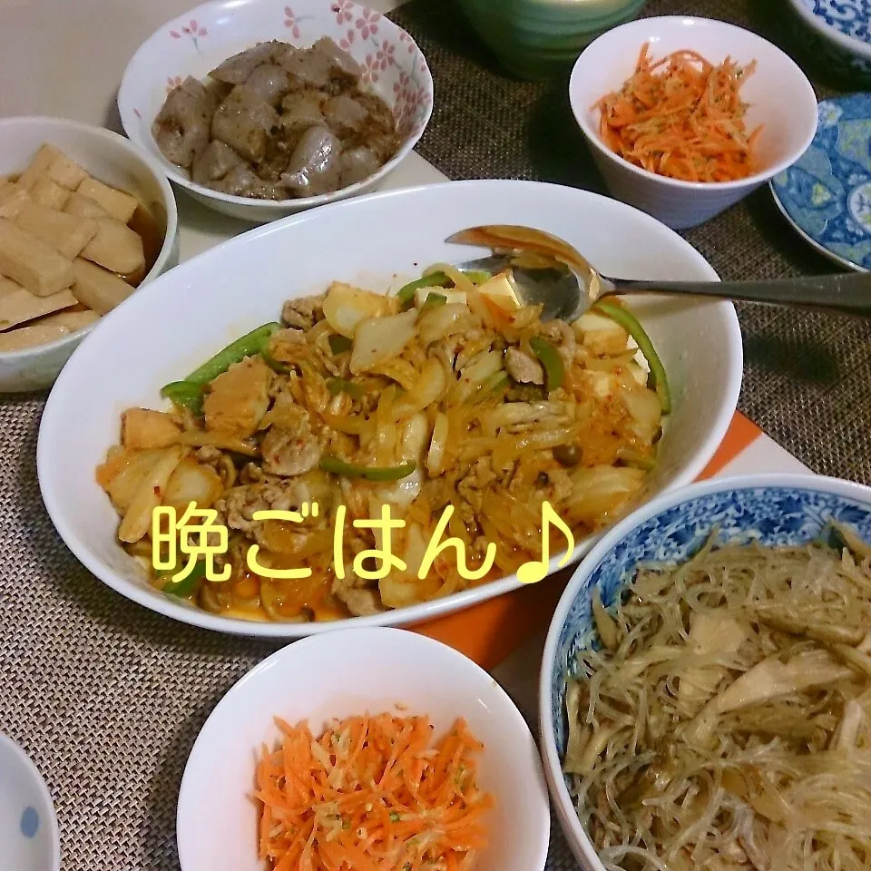 Snapdishの料理写真:今日の晩ごはん(豚キムチと…)|oomugiさん