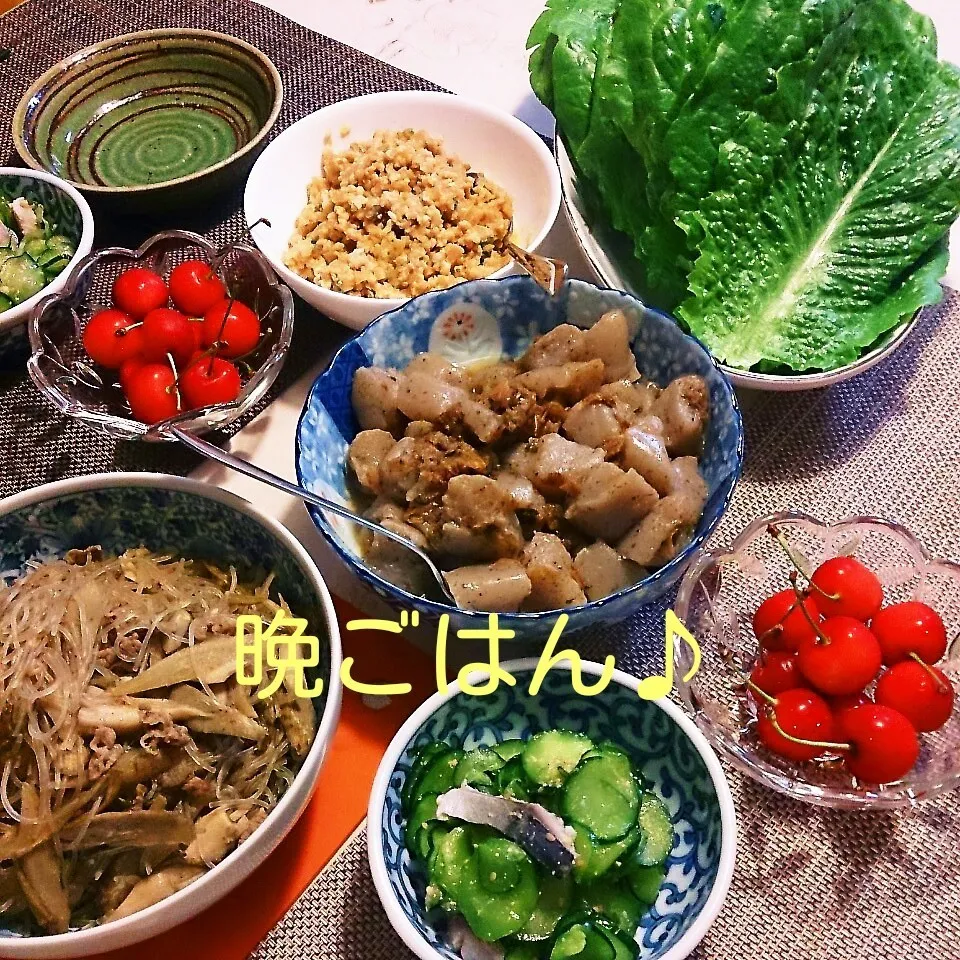 今日の晩ごはん(牛肉と春雨のすき焼き風と…)|oomugiさん