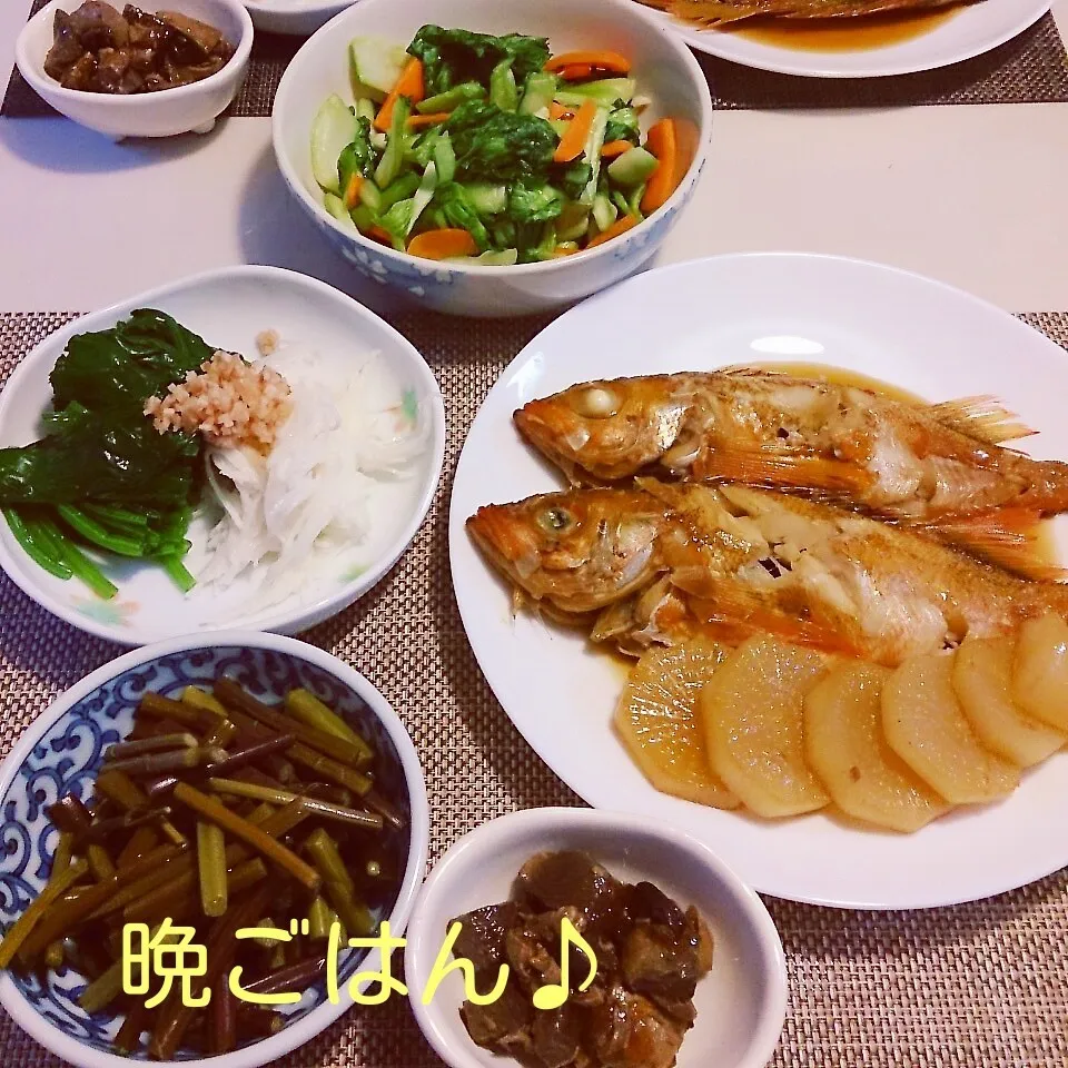 今日の晩ごはん(煮魚と…)|oomugiさん