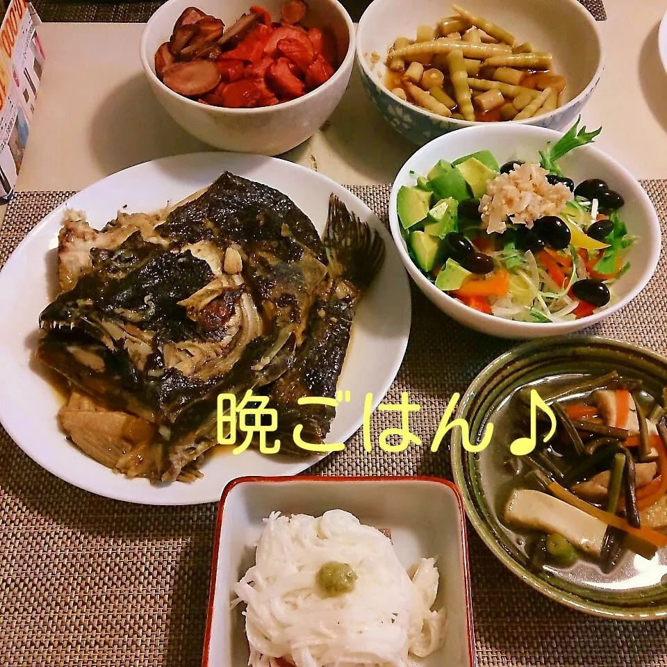 今日の晩ごはん(ヒラメのあら煮と…)|oomugiさん