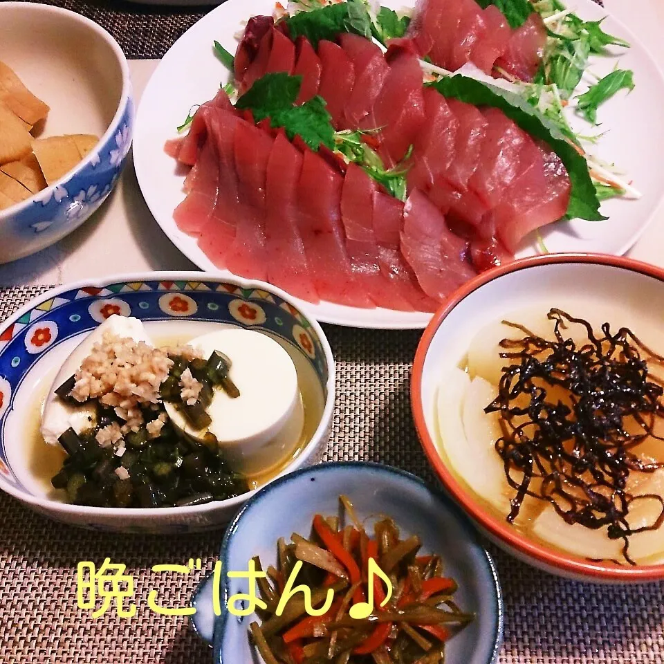 今日の晩ごはん(いなだの刺身と…)|oomugiさん