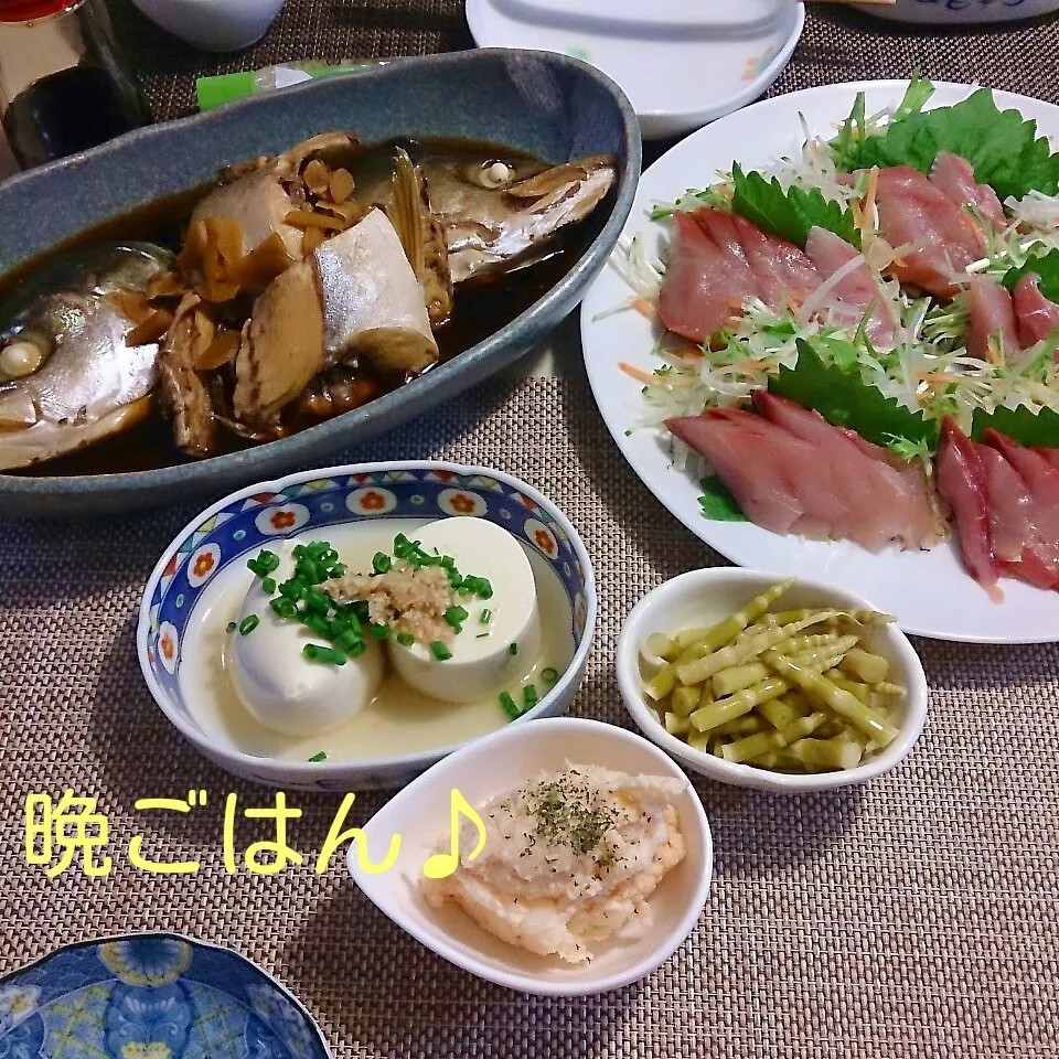 今日の晩ごはん(イナダの刺身と…)|oomugiさん