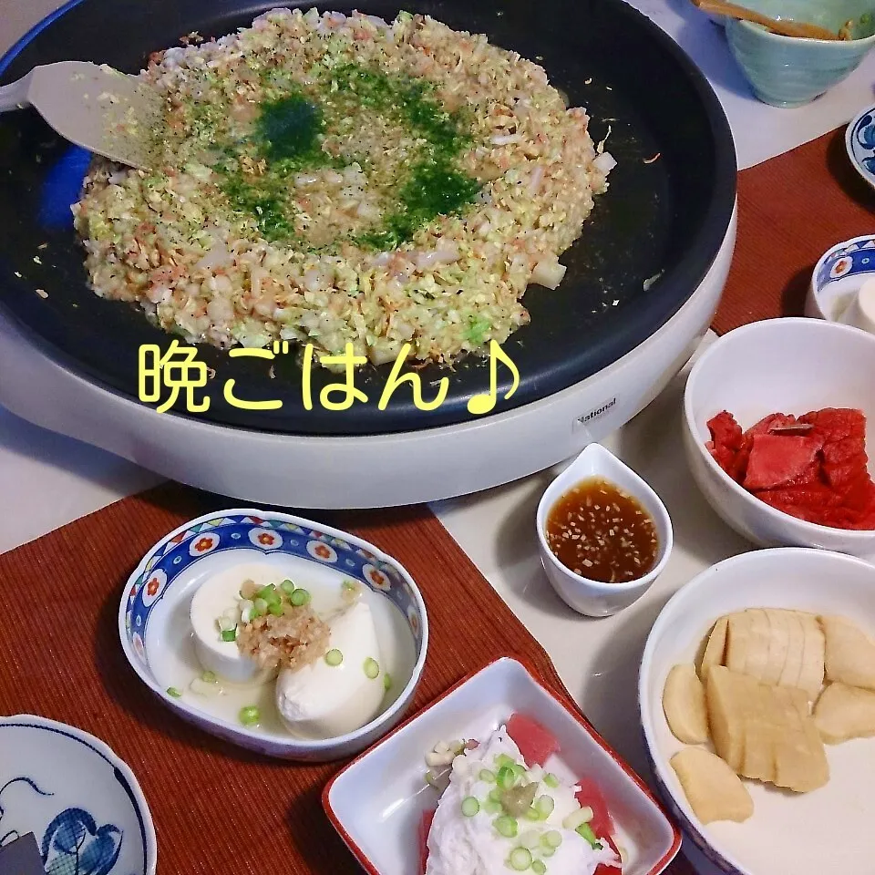 今日の晩ごはん(もんじゃ焼きと…)|oomugiさん