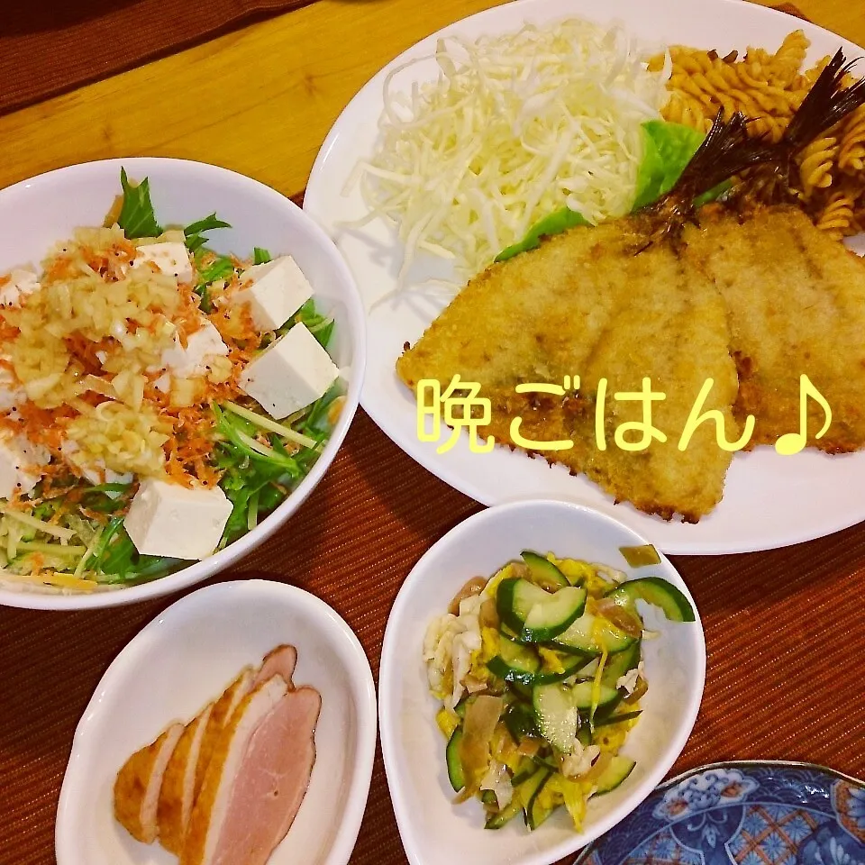 Snapdishの料理写真:今日の晩ごはん(味フライと…)|oomugiさん