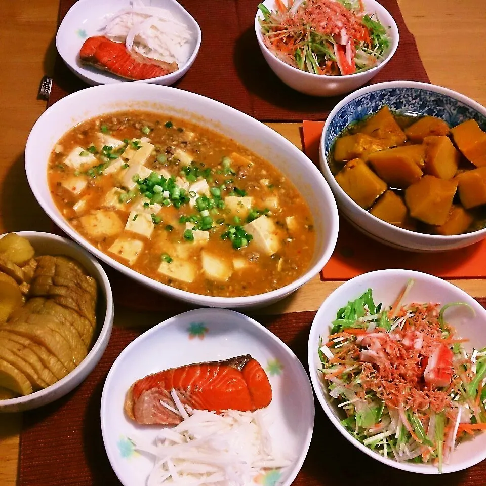 Snapdishの料理写真:今日の晩ごはん(麻婆豆腐と…)|oomugiさん