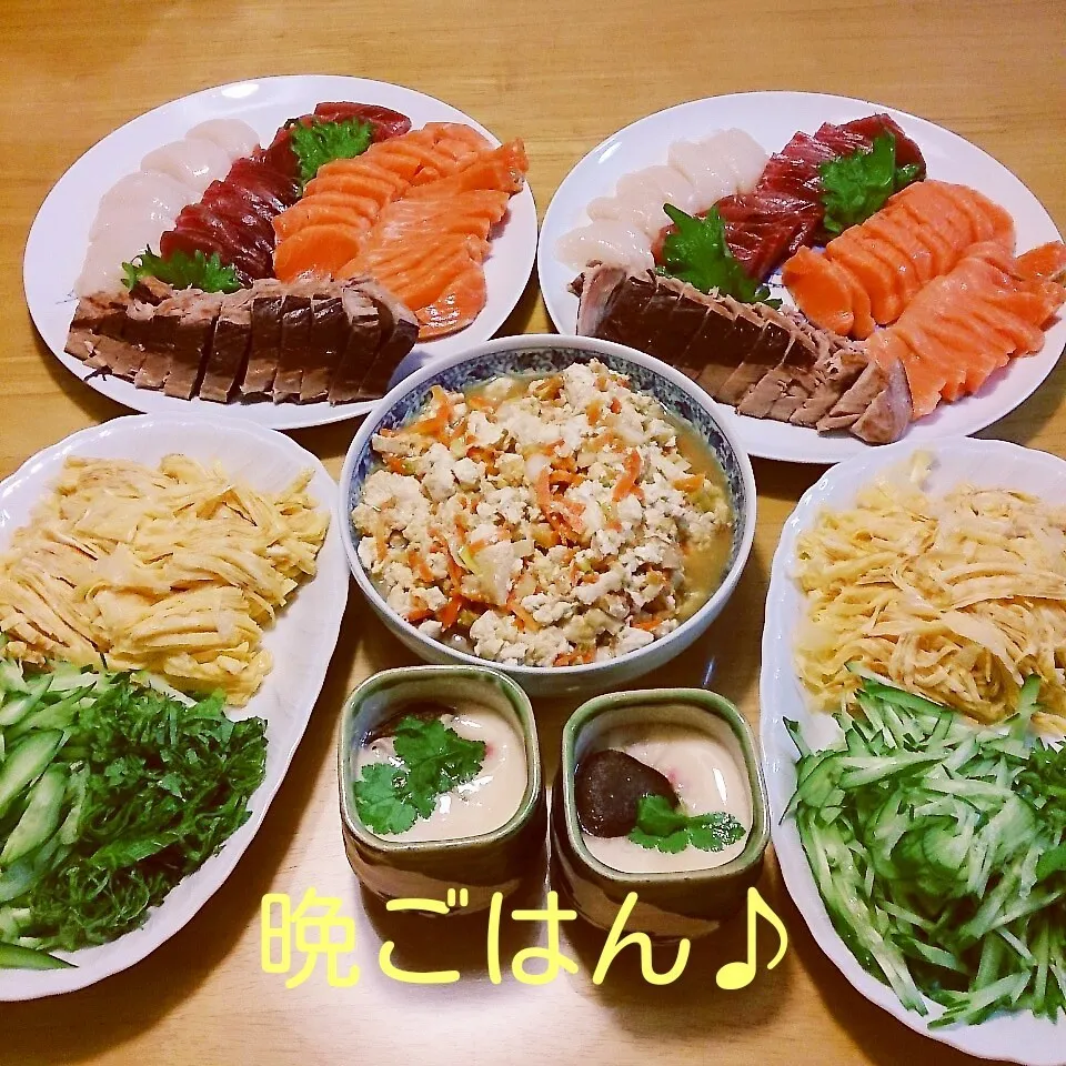 Snapdishの料理写真:３日の晩ごはん(こむぎ家と一緒)|oomugiさん