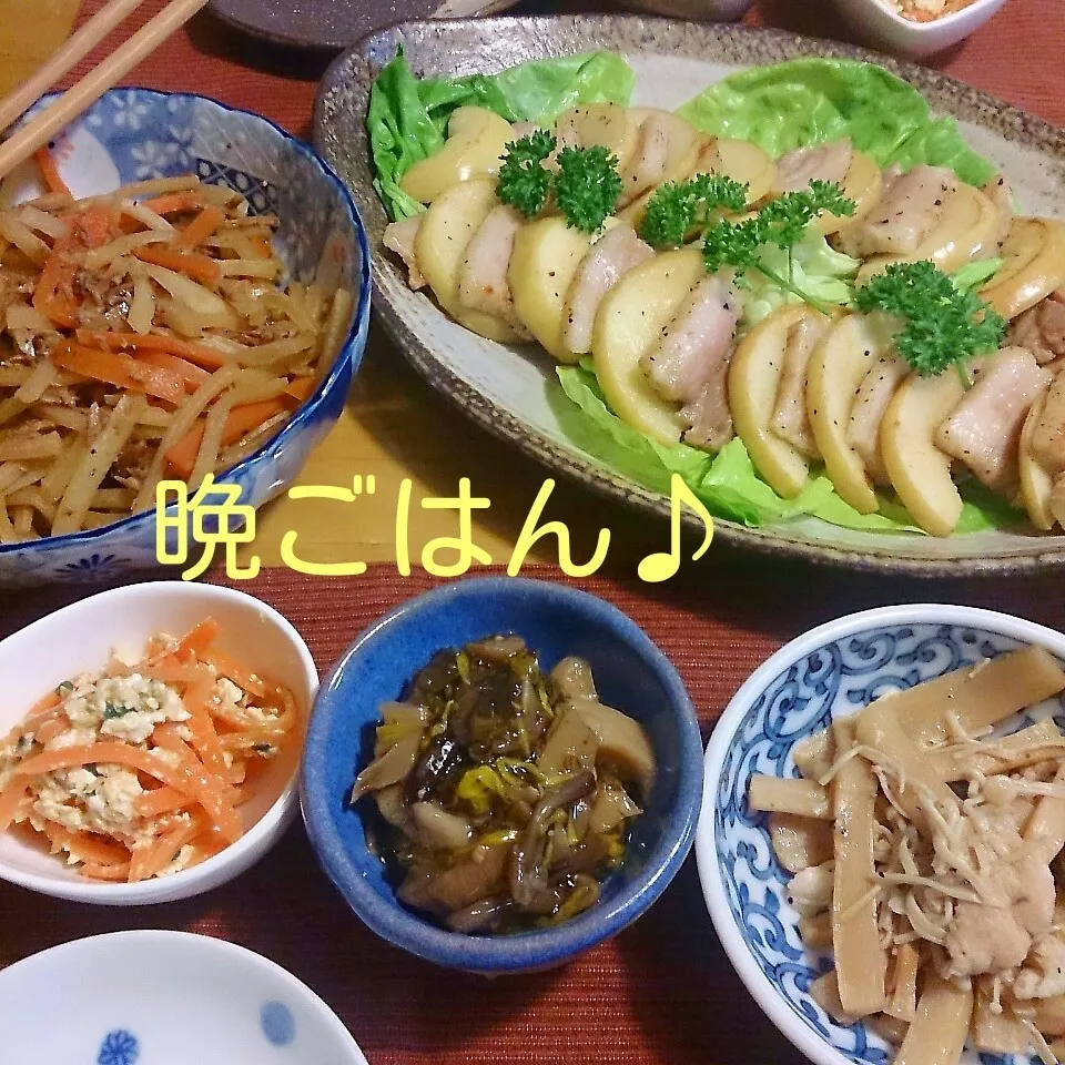 Snapdishの料理写真:今日の晩ごはん(塩豚とリンゴのソテーと…)|oomugiさん