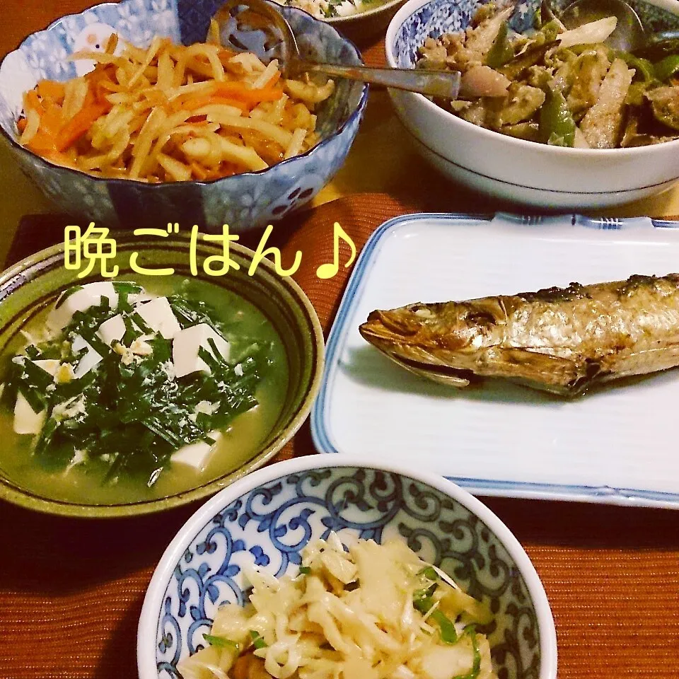 Snapdishの料理写真:今日の晩ごはん(鰯の丸干しと…)|oomugiさん