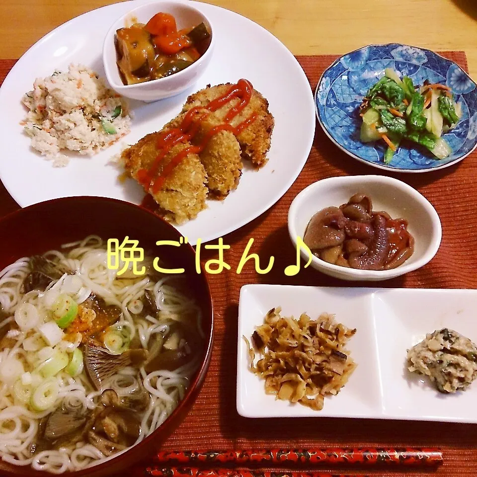 Snapdishの料理写真:今日の晩ごはん(前沢牛メンチカツと…)|oomugiさん