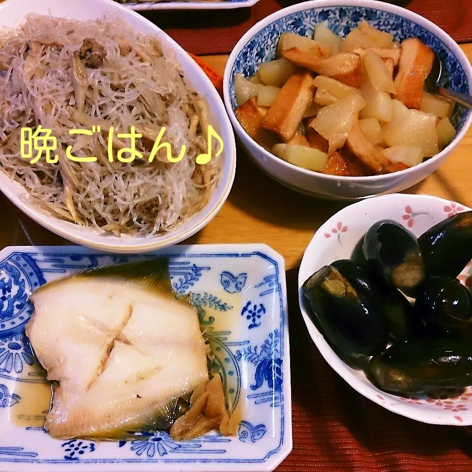 今日の晩ごはん(カレイの煮付けと…)|oomugiさん