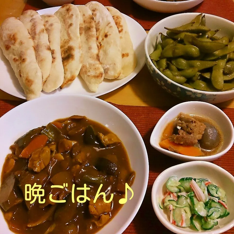 今日の晩ごはん(夏野菜のチキンカレーと…)|oomugiさん