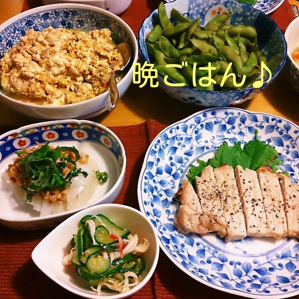 Snapdishの料理写真:今日の晩ごはん(豚ロースの塩麹グリルと…)|oomugiさん