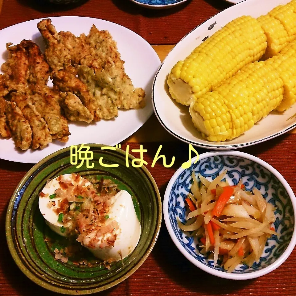 Snapdishの料理写真:今日の晩ごはん(鶏天と…)|oomugiさん