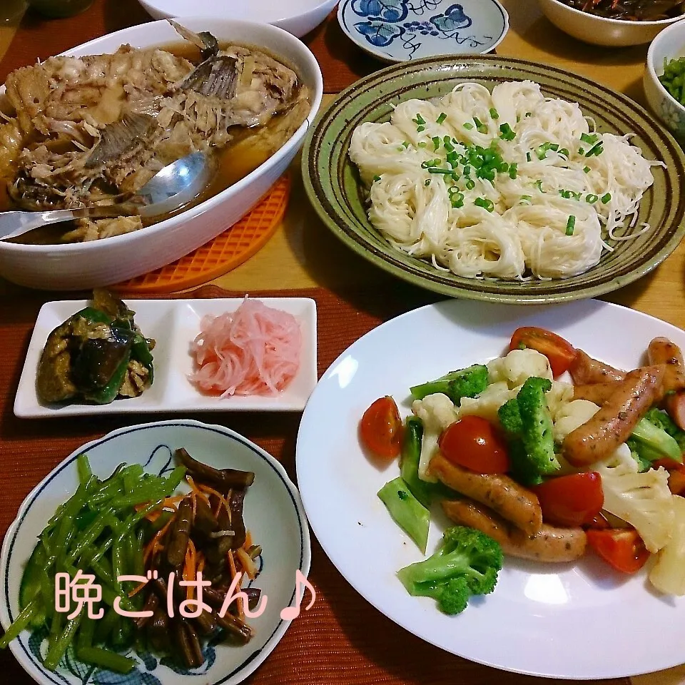 Snapdishの料理写真:昨日の晩ごはん(ヒラメのあら煮と…)|oomugiさん