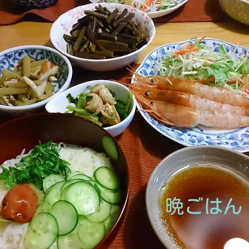 今日の晩ごはん(赤海老の刺し身と…)|oomugiさん