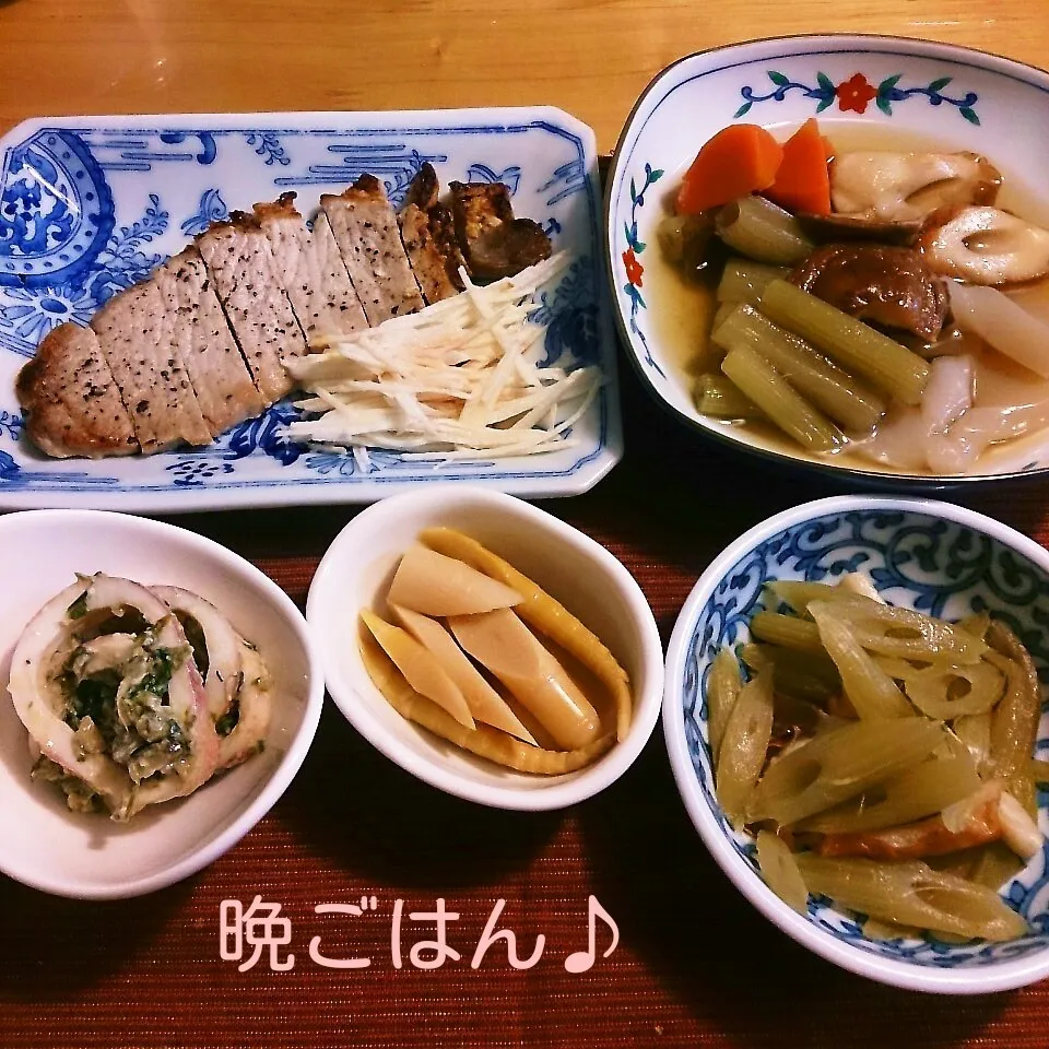 今日の晩ごはん(豚ロースの塩麹焼きと…)|oomugiさん