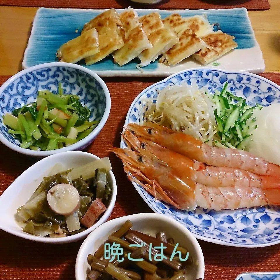 今日の晩ごはん(赤海老の刺身と…)|oomugiさん