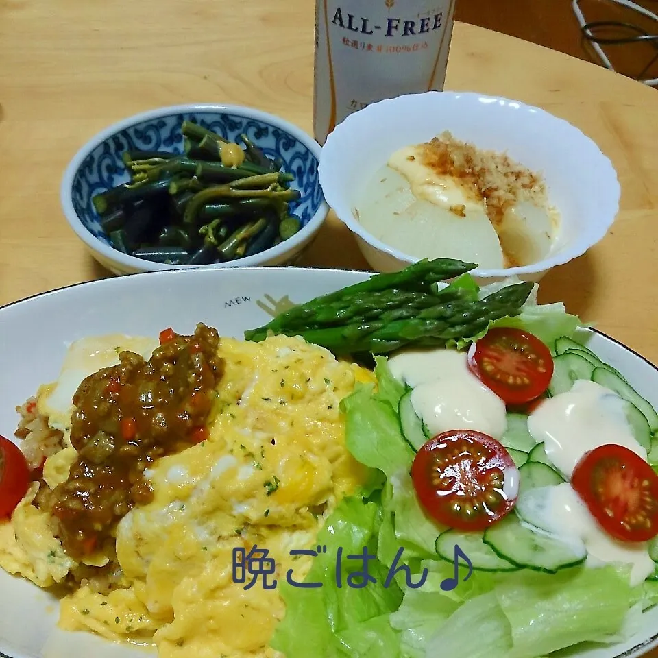 今日の晩ごはん(オムカレーと…)|oomugiさん