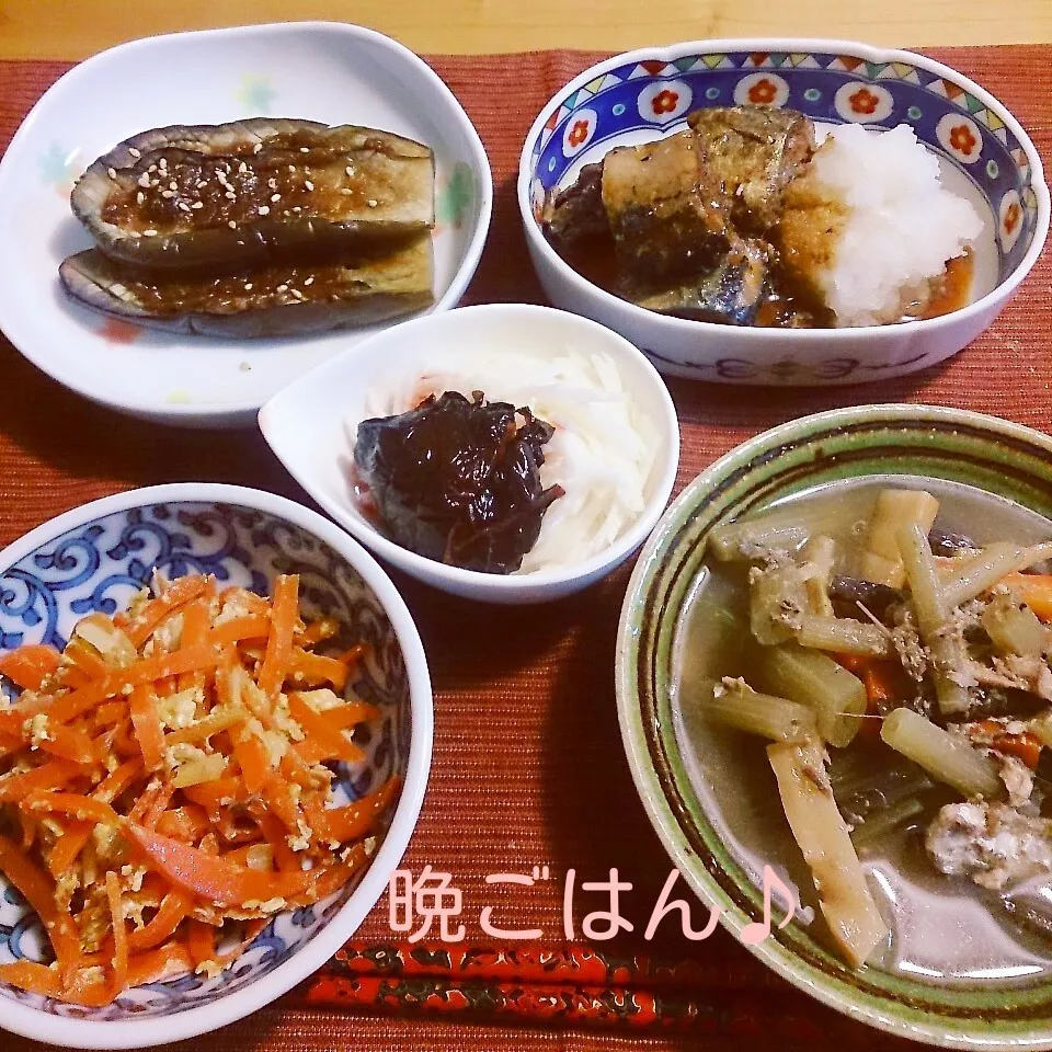 今日の晩ごはん(サンマの梅煮と…)|oomugiさん