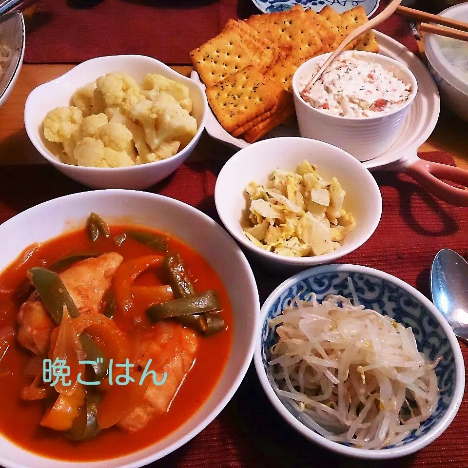 Snapdishの料理写真:今日の晩ごはん(ささみロールとパプリカのトマト煮込みと…)|oomugiさん