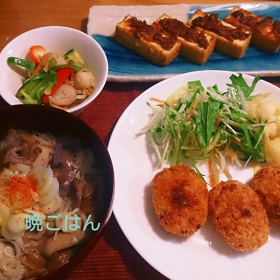 今日の晩ごはん(メンマ入り肉味噌ポテトコロッケと…)|oomugiさん