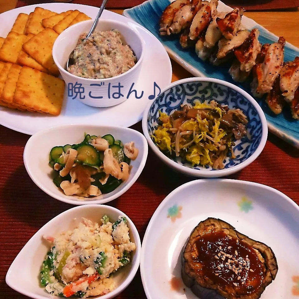 今日の晩ごはん(手羽先の塩麹焼き鳥と…)|oomugiさん