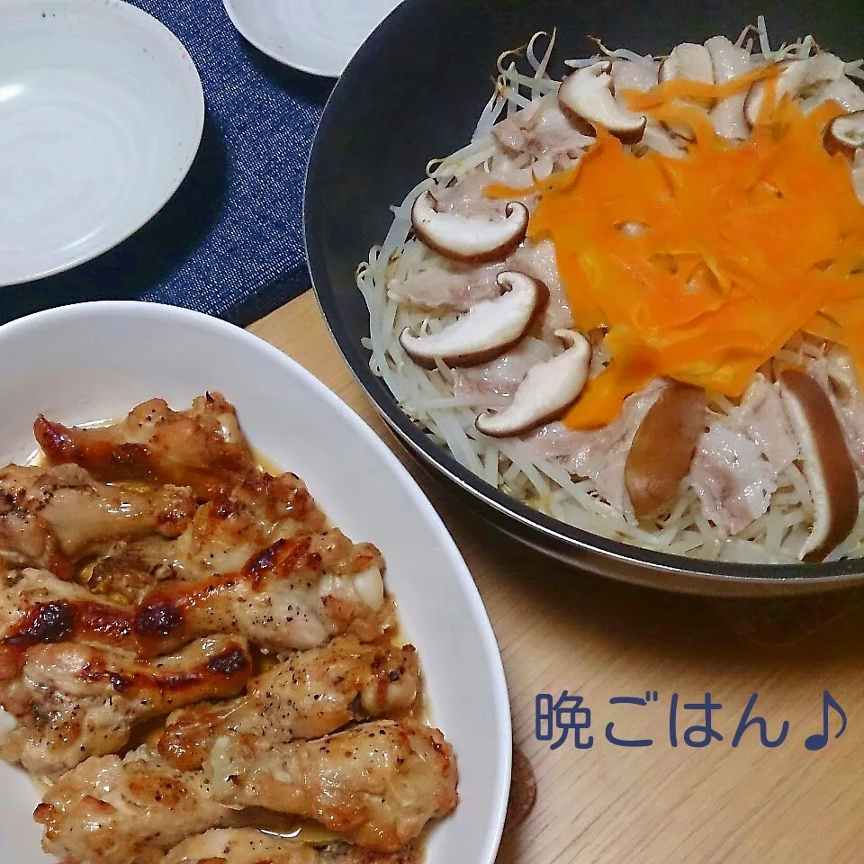 むぎちょこ家の晩ごはん(手羽元の醤油麹照り焼きと…)|oomugiさん