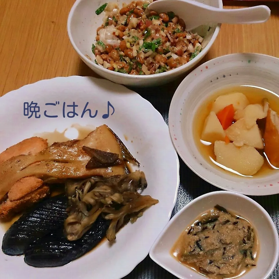 むぎちょこ家の晩ごはん(カレイの煮付けと…)|oomugiさん