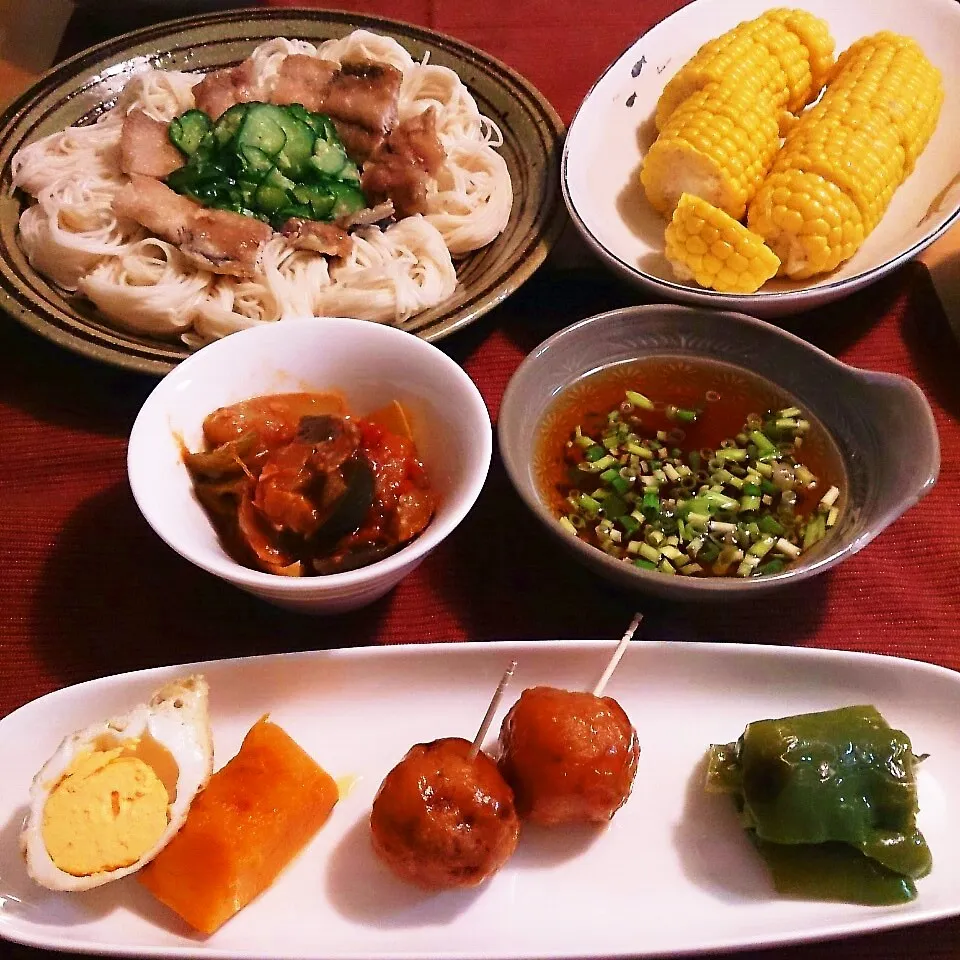 今日の晩ごはん(イワシの蒲焼きそうめんと…)|oomugiさん