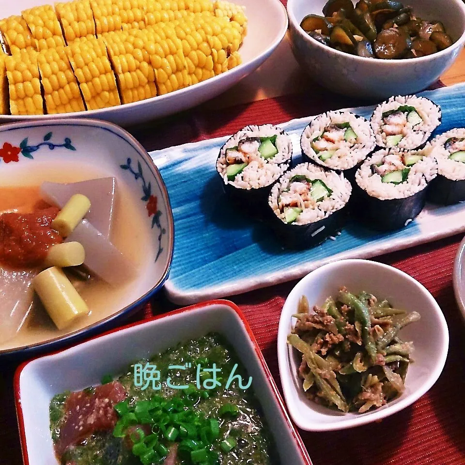 今日の晩ごはん(鰻のそうめんのり巻きと…)|oomugiさん