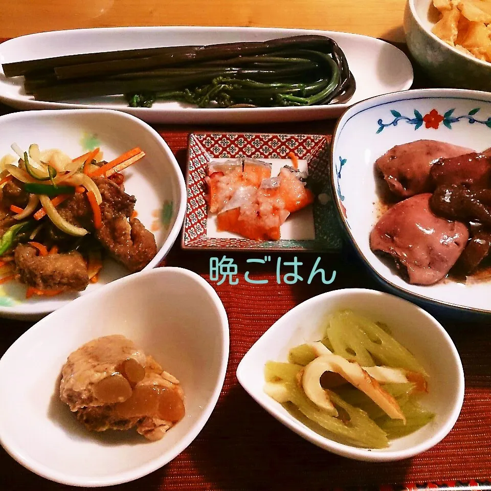 Snapdishの料理写真:今日の晩ごはん(ブリの南蛮漬けと…)|oomugiさん