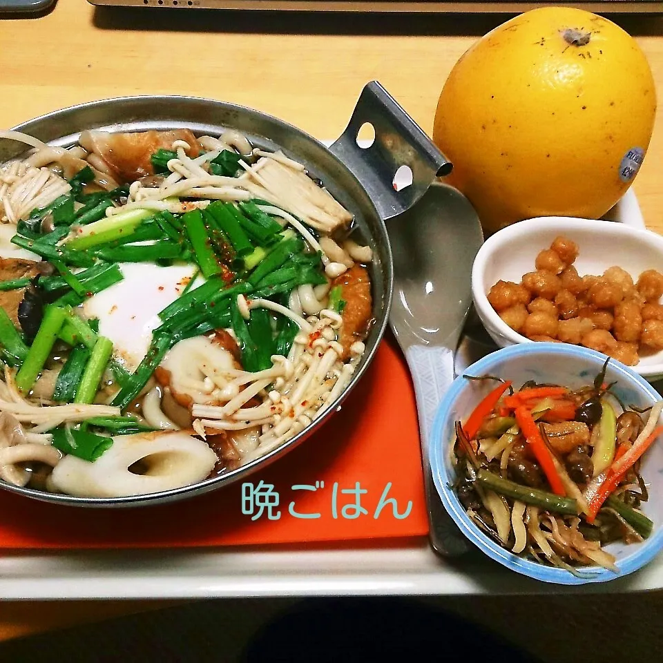 今日の晩ごはん(トリプルきのこの鍋焼うどんと…)|oomugiさん