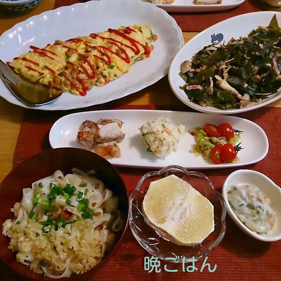 今日の晩ごはん(納豆オムレツと…)|oomugiさん