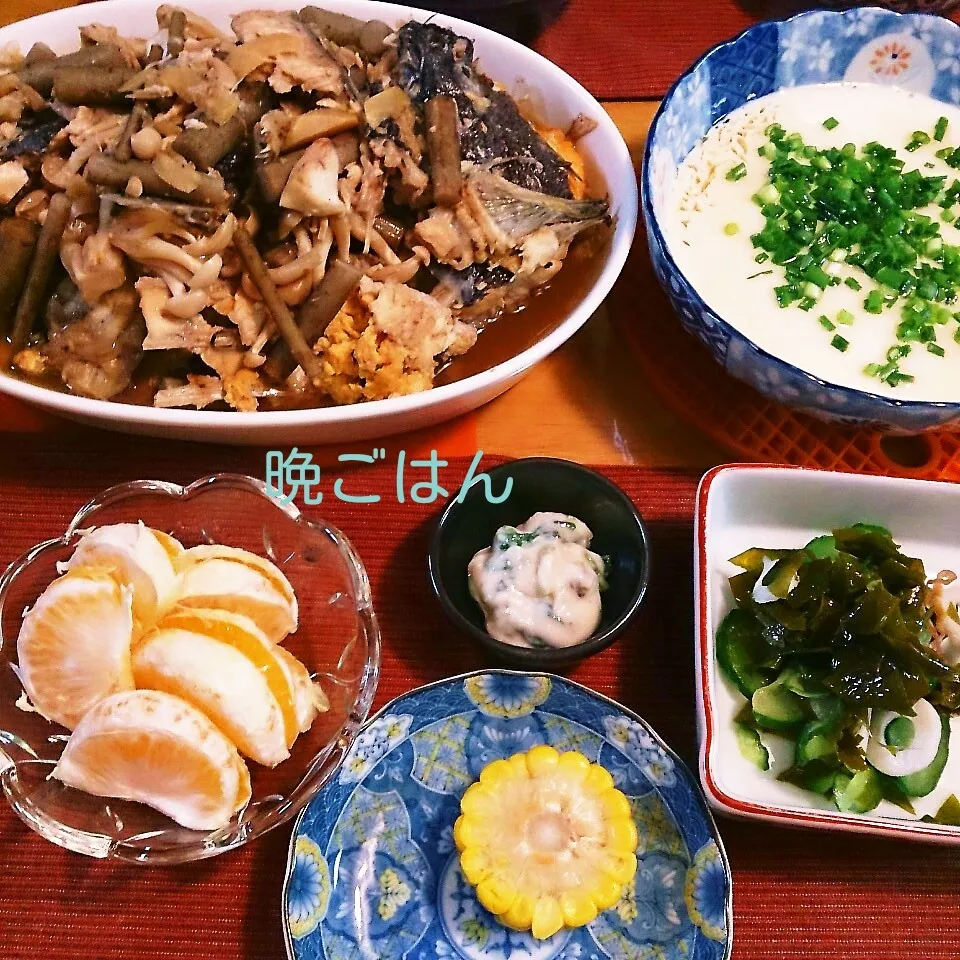 今日の晩ごはん(ひらめのあらの煮付けと…)|oomugiさん