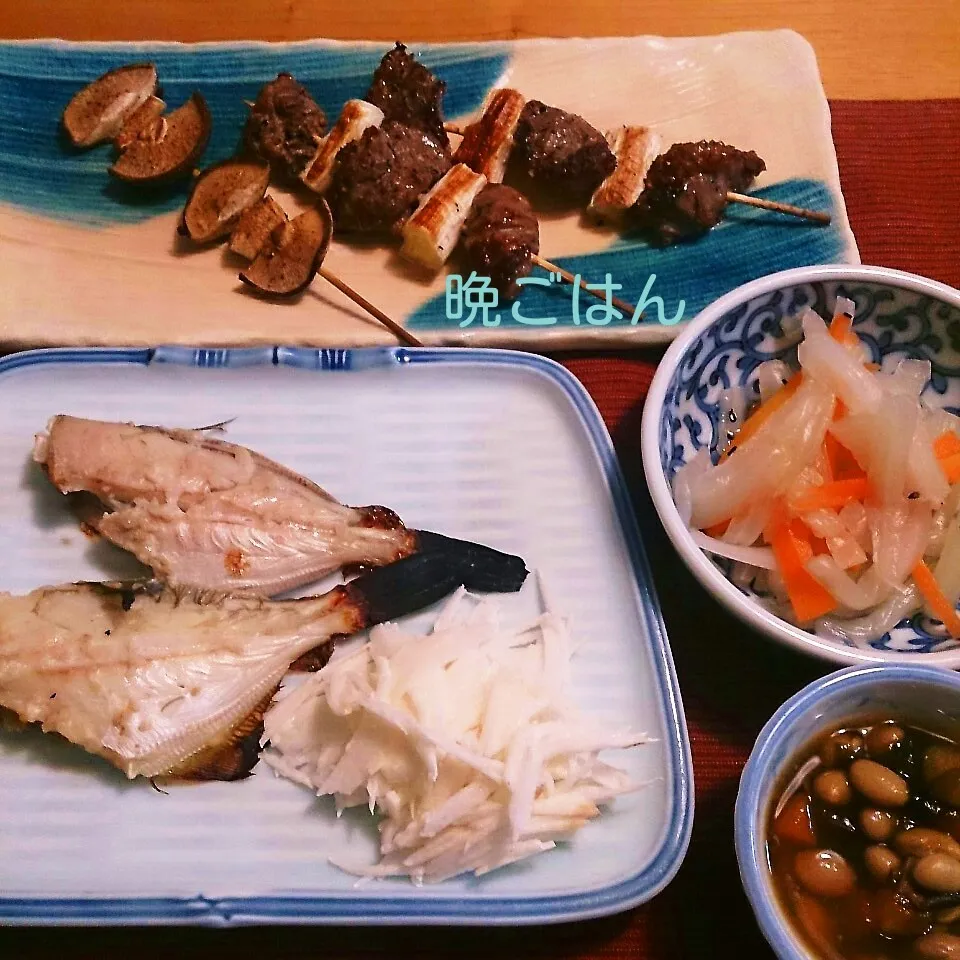 今日の晩ごはん(牛サガリの醤油麹串焼き…)|oomugiさん