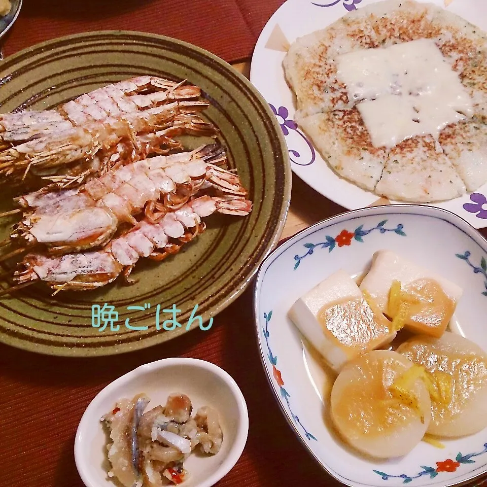 今日の晩ごはん(海老の鬼殻焼きと…)|oomugiさん